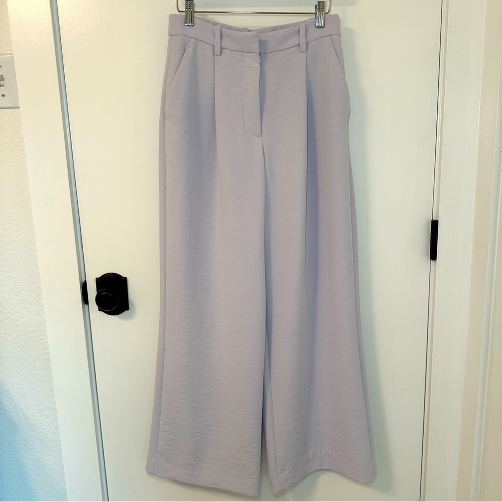 A&F Curve Love Sloane Tailored Wide Leg Pant | Size 26 R | Lilac | Linen-feel